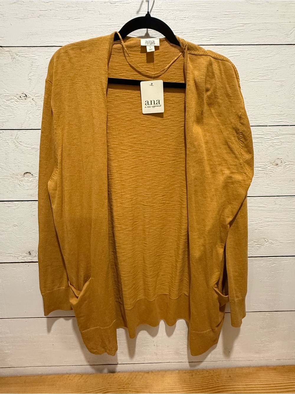 a.n.a 100% Cotton Open Front Cardigan in Mustard Yellow New With Tags